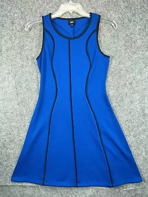 Mossimo A Line Dress Womens S Small Blue Black Trim Waffle Texture Sleeveless • $15.99