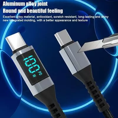 USB C To USB C Cable 5A PD 100W Fast Charging Cord LED Display Type-C Charge R • $6.03