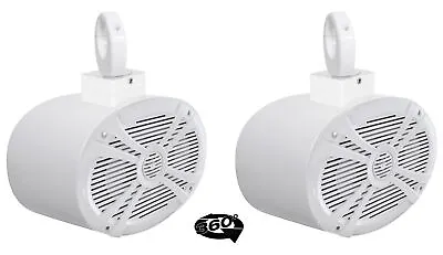 (2) Rockville 6x9  1000w 360° Swivel White Aluminum Wakeboard Tower Speakers • $218.90