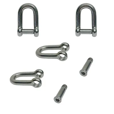 1/4  D Shackle Hex Sink Marine Grade Screw Pin 750 Lb WLL Stainless Steel 4 Pcs • $18.50