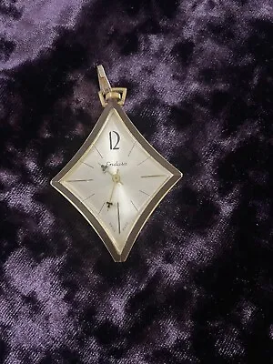 Vintage Endura Swiss Made Pendant Watch Necklace Piece-Diamond Gold PERFECT!! • $28