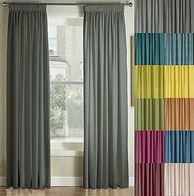 £28.50 • Buy 1 Pair Of Montgomery Luxury Velvet 3  Pencil Pleat Header Lined Curtains 12 Col