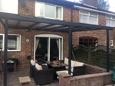 Anthracite Grey Patio Canopy Garden Cover Smoking Shelter Carport Awning • £717.57