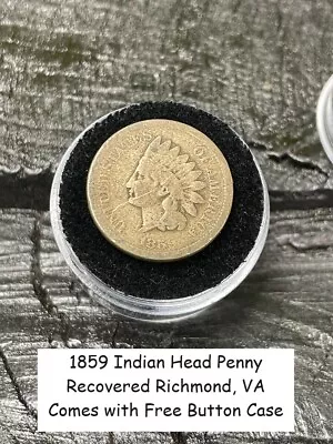 Old Rare Vintage Antique Civil War Relic 1859 Indian Head Penny Free Coin Case • $35