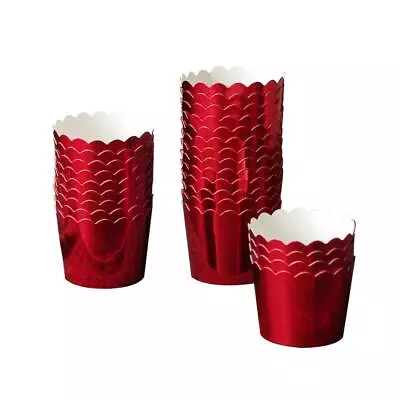 50 Pcs Paper Cupcake Liners Baking Cups Holiday/Parties/Wedding/AnniversaryRed • $19.25