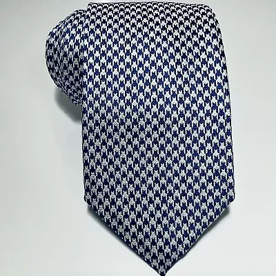 Charles Tyrwhitt New Modern Blue&white Houndstooth Woven Silk Tie 59x3.25” NWOT • $35