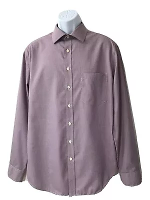 Merona Size L Men's Purple Houndstooth Plaid Button Up Long Sleeve Casual Shirt. • $13.50