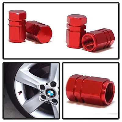 (4) Tuner Racing Style Red Anodized Aluminum Tire Valve Caps (Hexagon Shape) • $6.99