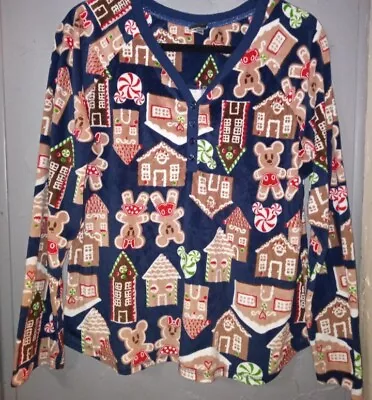 Disney Mickey Mouse Gingerbread Women Navy Pajama Set Size Large • $11