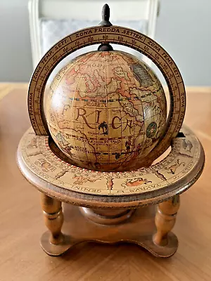 Vintage Wood Globe W/ Stand & Horoscope Designs (Made In Italy) Unique • $30