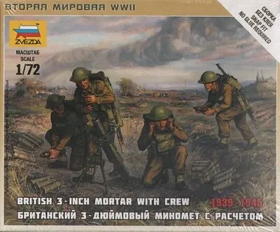 Zvezda 1/72 British Mortar With Crew 1939-1945 # 6168 - Plastic Model Kit • £6.25