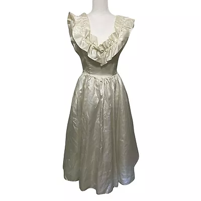 Vintage Gunne Sax By Jessica Acetate Princess Dress Prom Victorian Size 5 Ivory • $54