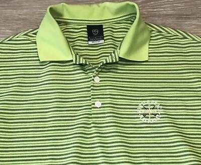 Nike Myrtle Beach Men Size Large Golf Polo Green Striped Short Dri Fit Shirt UV • $15