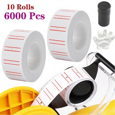 10 Rolls 6000Pcs Price Tag Gun Labels White Price Tag Sticker Refill For Mx-5500 • $6.99