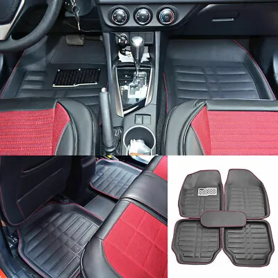 Auto Floor Mats For Leather Liners Black Heavy Duty All Weather For Car 5pc Set • $25.99