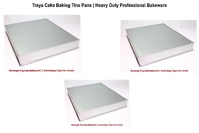 Rectangle Oblong Tray Sheet Cake Baking Tins Pans Bakeware Professional Shallow • £8.99