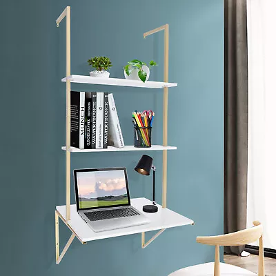 Modern Table Shelf Wall Mount 3Layer Ladder Desk Ecological Board Floating Shelf • $71.25