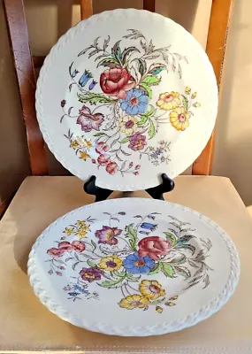 Vernon Kilns Vernon Ware May Flower 10 1/4  Dinner Plate Made In The USA LOT 2 • $22.95