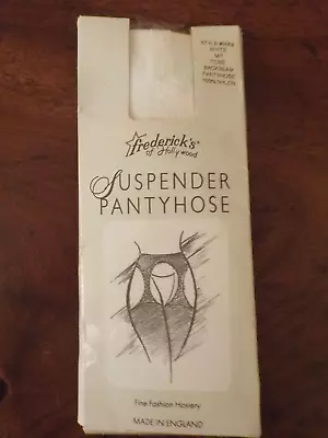 Frederick’s Of Hollywood White Suspender Pantyhose Rose Backseam Medium Tall • $13.99