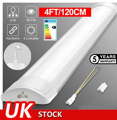 8FT LED Strip Lights Batten Tube Light Office 6500K 5/6FT Ceiling Lamp Daylights • £12.59