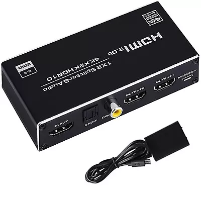 HDMI Splitter 1x2 4K HDMI Splitter Audio Extractor 1 In 2 Out HDMI Adapter • $27.26