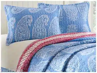 (2) Echo Design Woodblock Paisley Standard Queen Shams Quilted Blue White Floral • $47.96