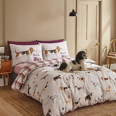 £17.99 • Buy Catherine Lansfield Country Dogs EasyCare Duvet Cover Bedding Collection Natural