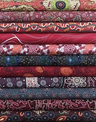 $7.40 • Buy Australian Aboriginal Cotton Quilting Fabric Pick Design + Size # Red Tones
