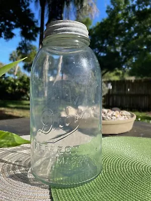 Vintage Drey Perfect Mason Clear 1/2 GL Glass Fruit Canning Jar W Seeds Zinc Lid • $0.99