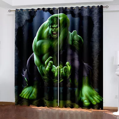 Superheroe Bedroom Curtains Ring Top Marvel Hulk Blackout Door Decor UV Protect • £63.24