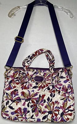 Marc Jacobs Messenger Bag Standard Supply Workwear Purple Floral Quilted Nylon • $44.97