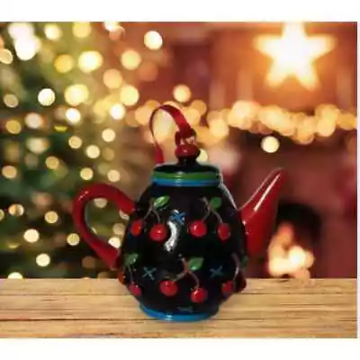 Mary Engelbreit Teapot Cherry Cherries Ornament - Christmas Or All Year ! • $10