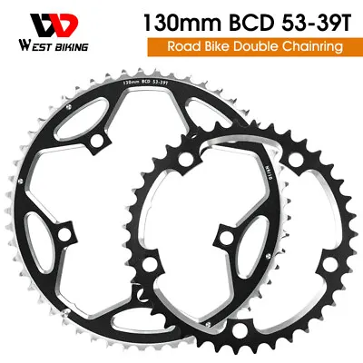 WEST BIKING Road Bike Double Chainring 130BCD 39/53T Tooth Plate 8/9/10/11 Speed • $32.38
