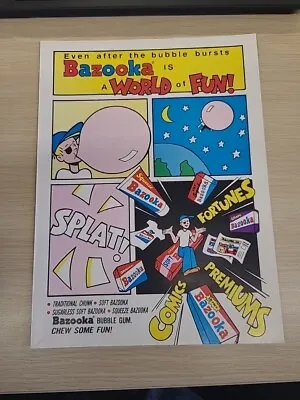 Bazooka Joe Vintage Print Ad  World Of Fun  1992 Comic Strip Various Products • $14.99