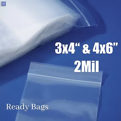 Small Zipper Seal 3x4  4x6  Clear Plastic Bags 2-Mil Reclosable Jewelry Baggies • $6.30