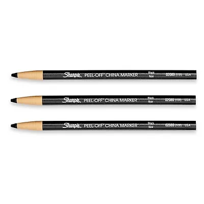 £6.95 • Buy Sharpie Chinagraph Black China Marker Pencils - Pack Of 3