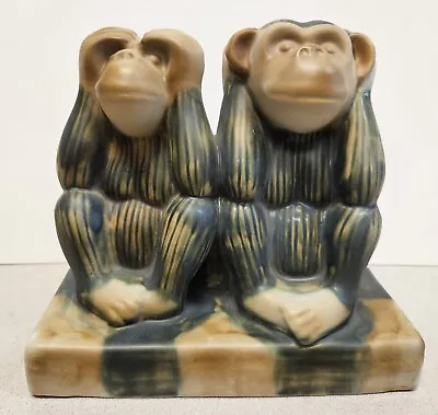 Vintage MAJOLICA See No Evil Hear No Evil Monkey Statue Figurine • $65