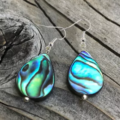 Retro Creative Abalone Shell Drop Earrings Silver Plated Women Girl Jewelry Gift • $2.63