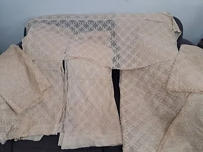 8 Piece Vintage Lace Curtains And Valances Handmade Beige • $80