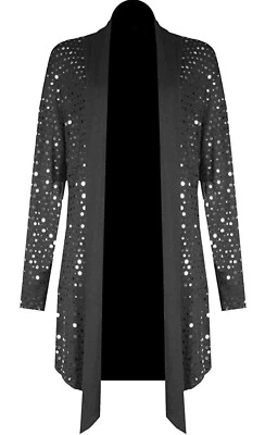 £21.99 • Buy Women Waterfall Sparkling Glitter Sequins Shiny Top Ladies Open Drape Cardigan