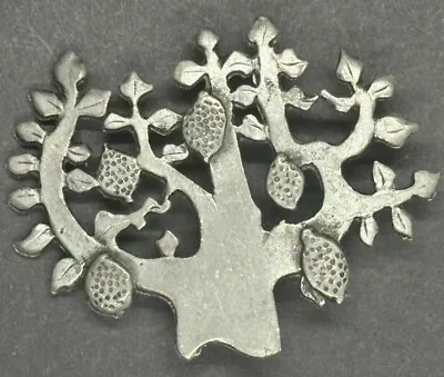 Metzke Vintage Lemon Tree Of Life Brooch Lapel Pin Pewter Signed Brutalist Nice • $19.99