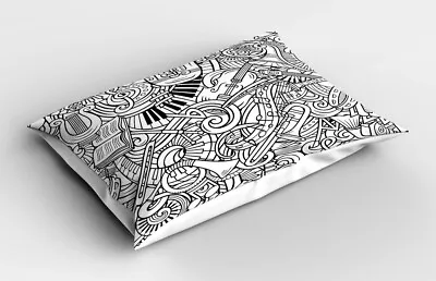 Music Pillow Sham Chaotic Doodle Musical • £14.99