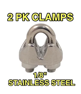 ☀️(2 Pcs) 1/8  Wire Rope Clamp Cable Clip U-Bolt Fastener 304 Stainless Steel • $7.99