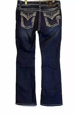 Miss Me “Easy Boot” Stretch Embellished Denim Jeans SZ 26 WOMENS Dark Wash • $28