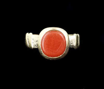 £247.16 • Buy Antique Georgian 1660's 1700's 10k Yellow Gold Round Carnelian Signet Ring Size