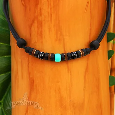 Surfer Necklace Leather Mens Women Surf Jewelery Turquoise • $24.62