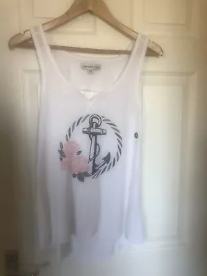 Abercrombie And Fitch Vest Top White Waffle With Anchor New No Tags Size M • £15