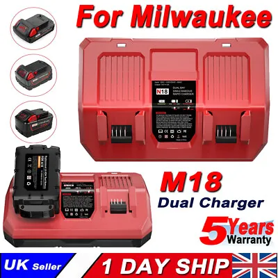 Dual Bay Simultaneous Rapid Charger 18V Charger For Milwaukee For M18 Battery • £19.99