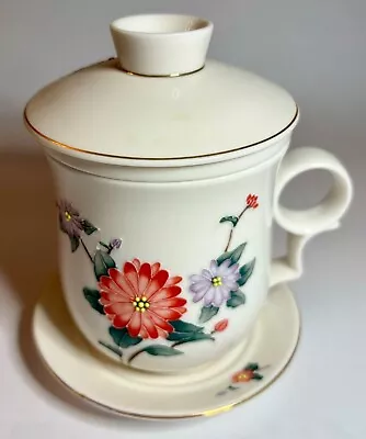Teavana Stella Daisies Tea Infuser Floral Porcelain Mug Cup With Lid • $16.80