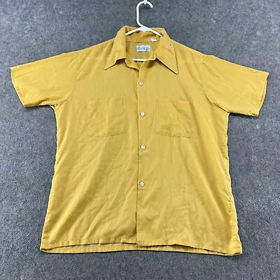 VINTAGE KMart Shirt Mens 15.5 M Yellow Button Up Short Sleeve Cotton Blend 70s • $4.95